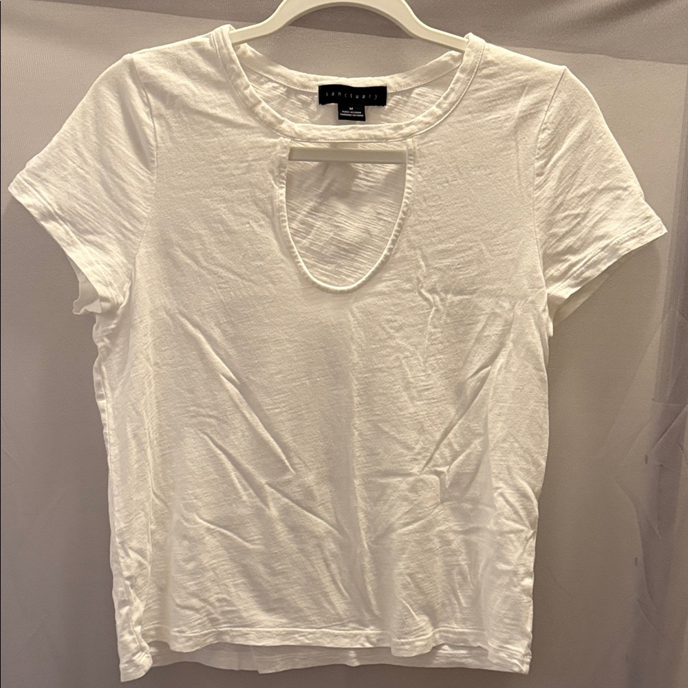 White Cutout Short Sleeve Tee